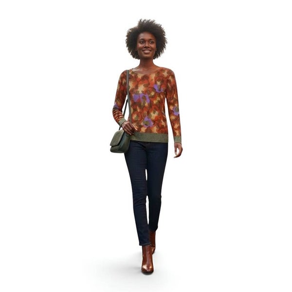 Jacquard-Pullover m. Ajour-Bordüre
