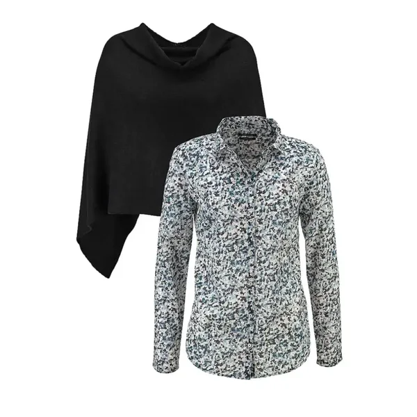 Marken-Bluse + Poncho