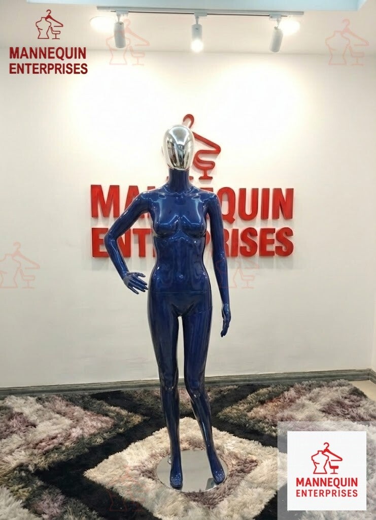 Female Silver-Face Glossy Dark Blue Mannequin