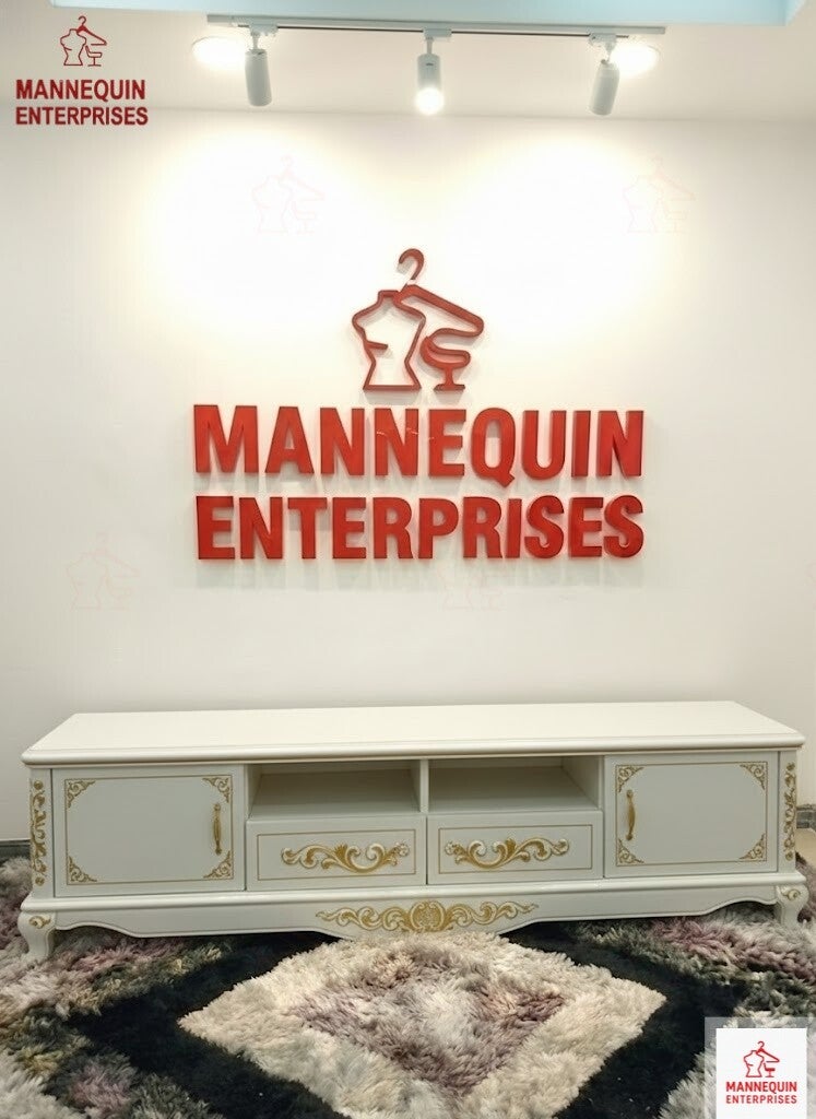 Classic French-Inspired TV Console with Gold Accent Details