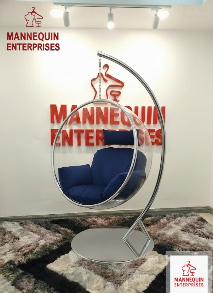 Golden Acrylic Swing Chair with Chrome Stand – Large Size