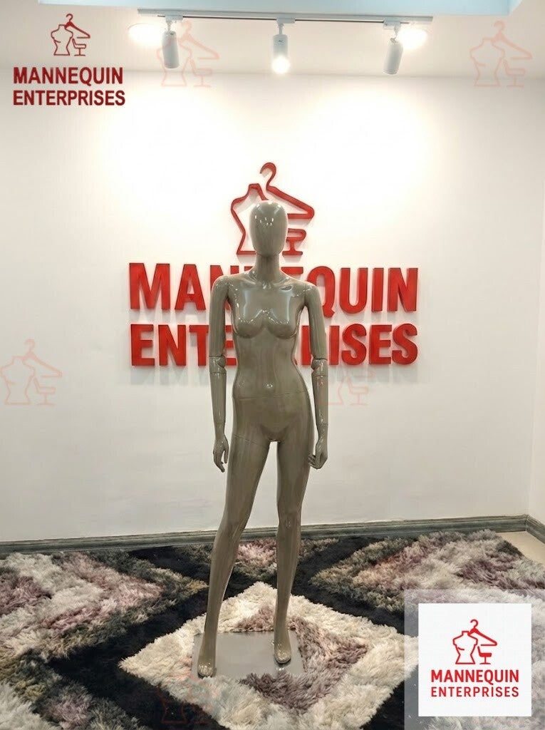Female Glossy Taupe Adjustable-Arm Mannequin