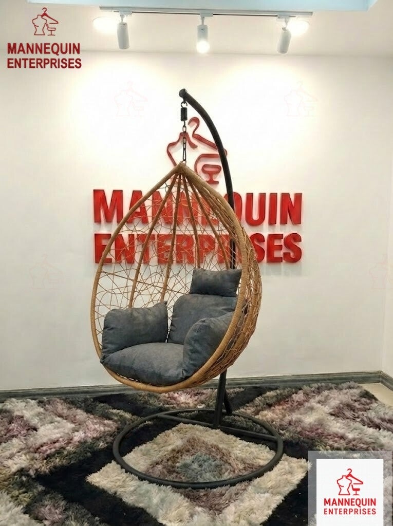 Hanging Egg Chair with Stand Outdoor & Indoor Swing Chair Size L