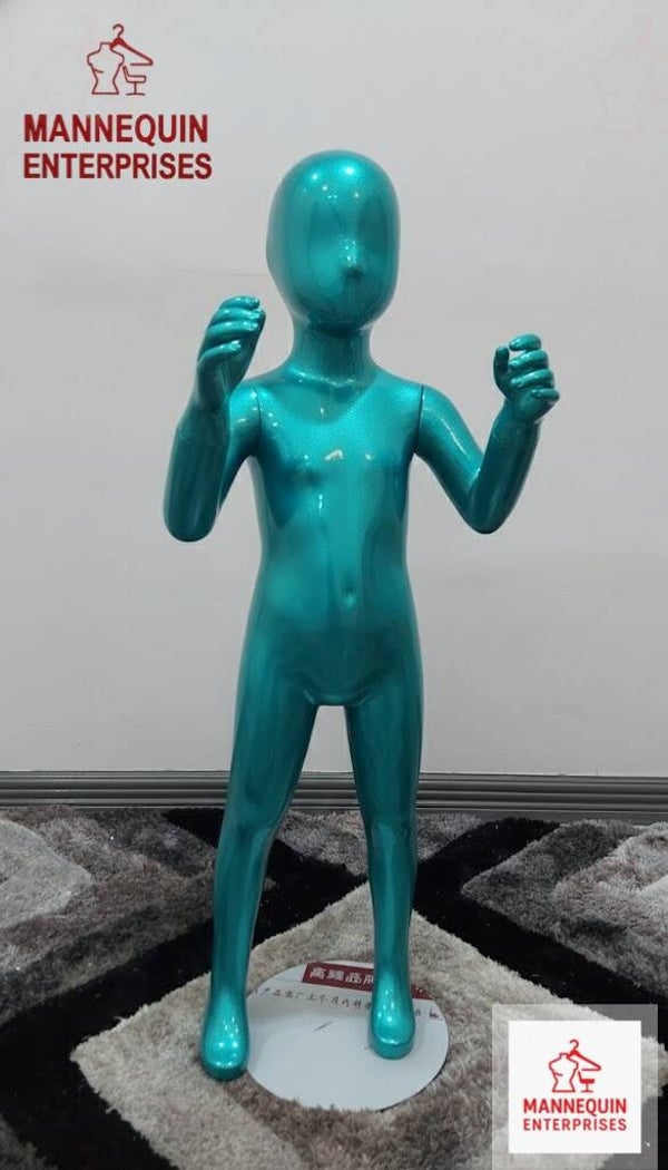 Glossy Turquoise Kid Mannequin (3–6 Years Old) – Full Body