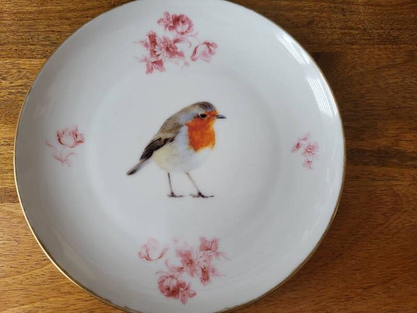 Wandbordje 16cm roodborstje