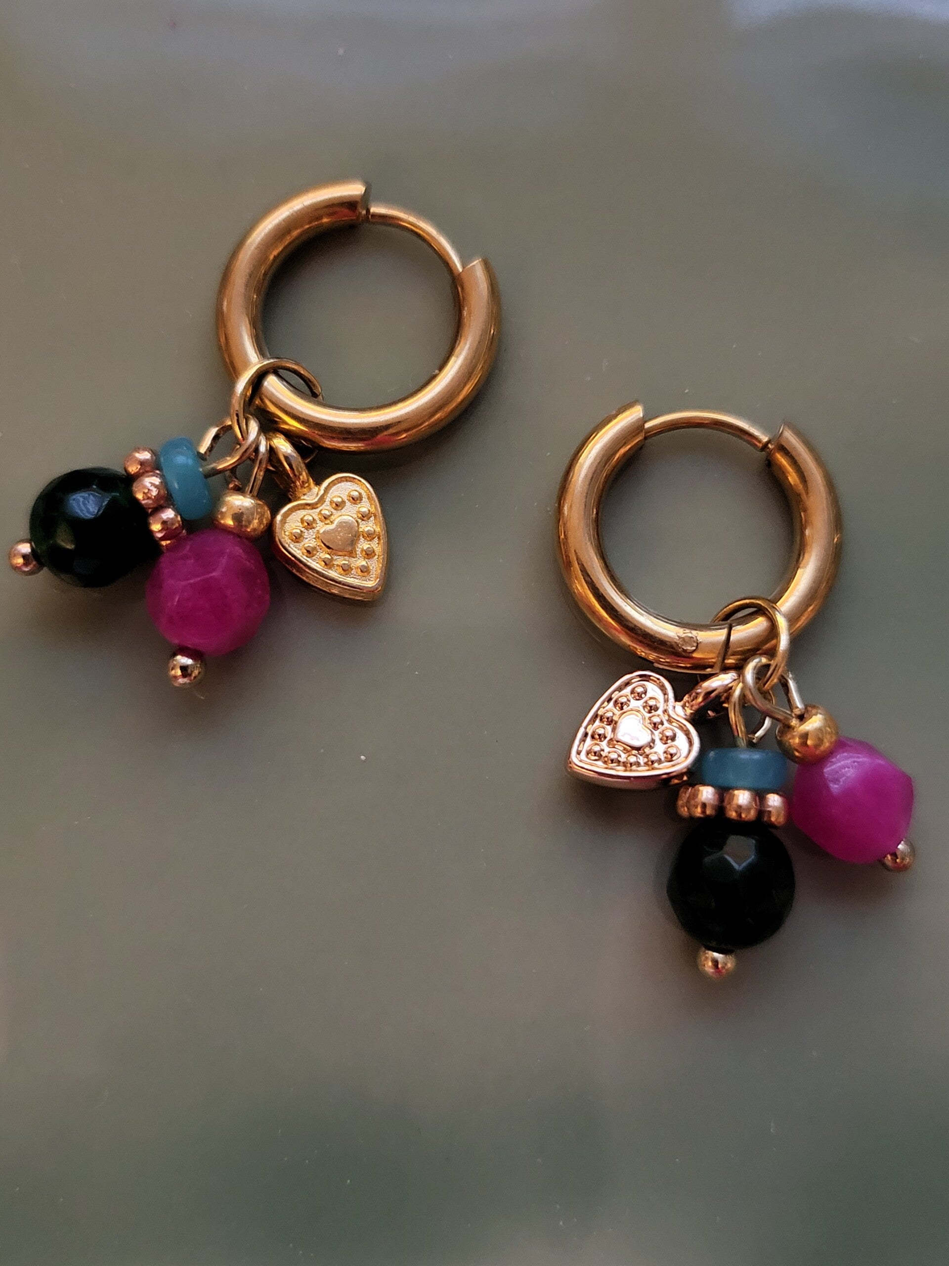 RVS creool met natuursteen bedeltjes