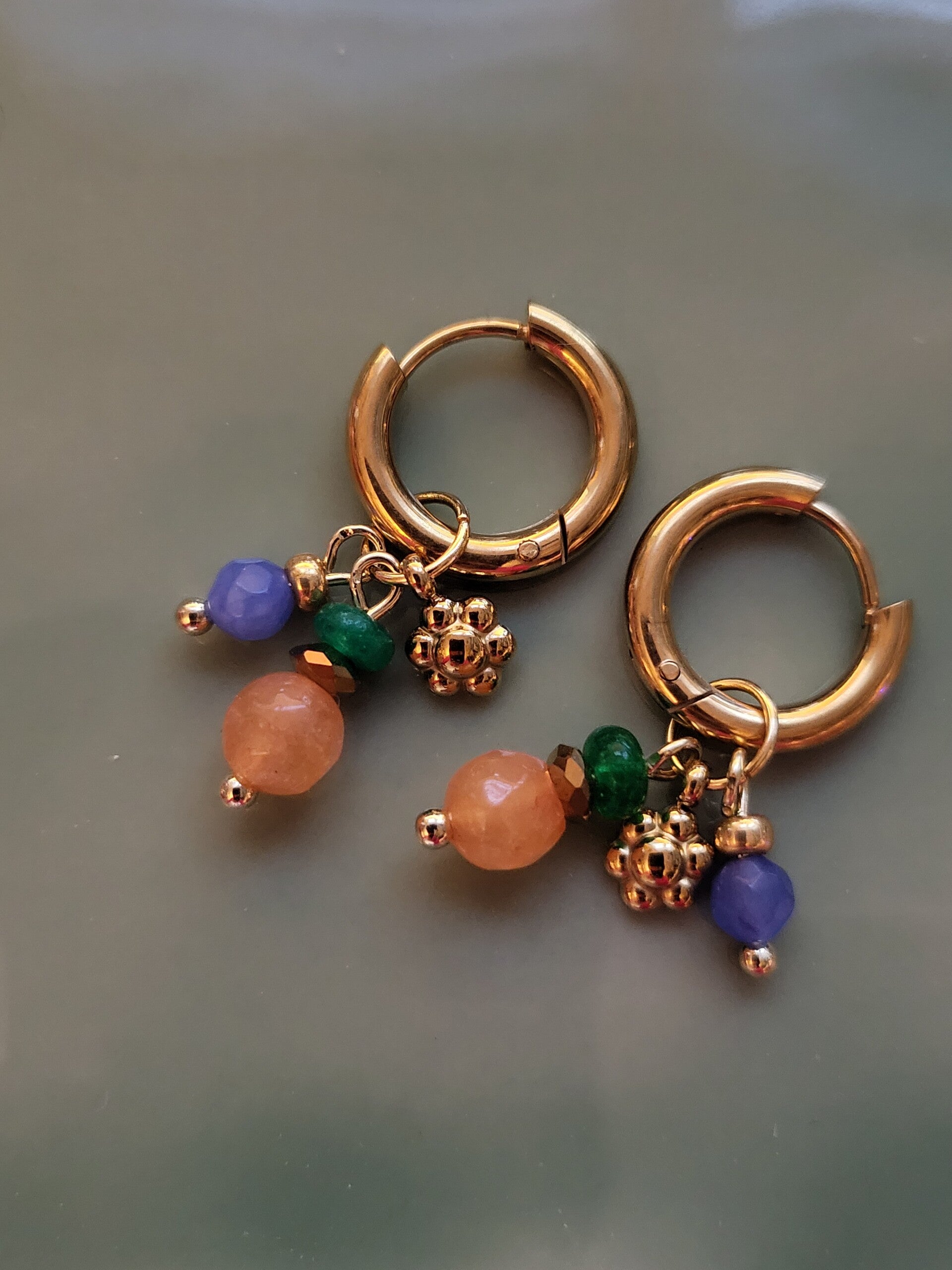 RVS creool met natuursteen bedeltjes