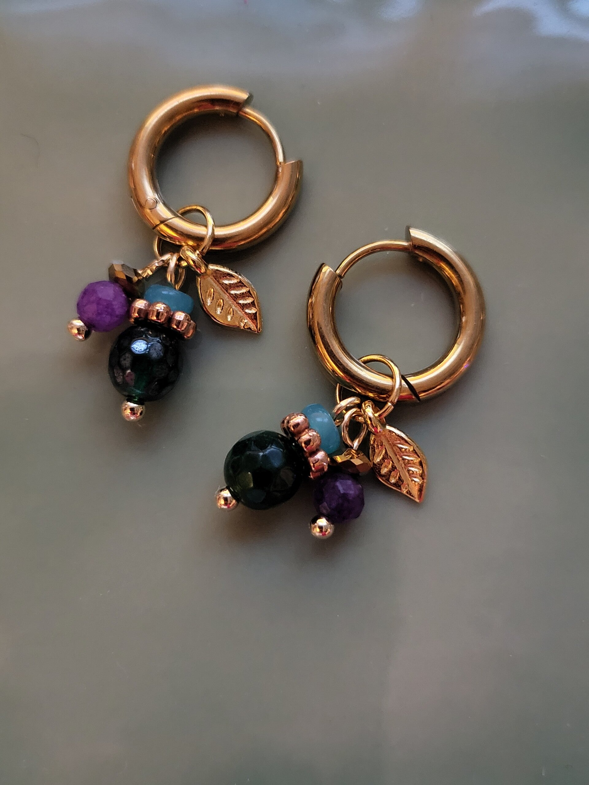 RVS creool met natuursteen bedeltjes