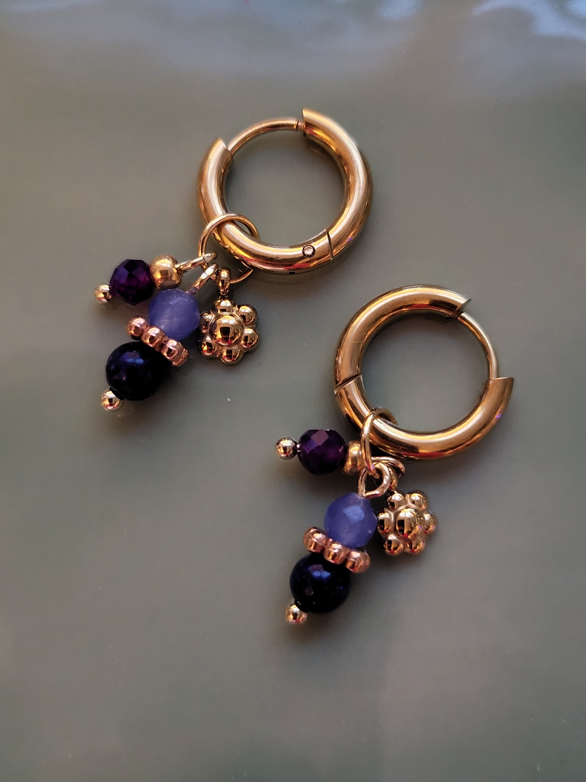 RVS creool met natuursteen bedeltjes