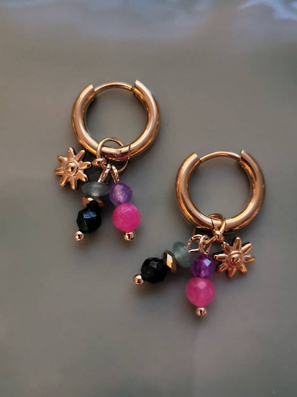 RVS creool met natuursteen bedeltjes