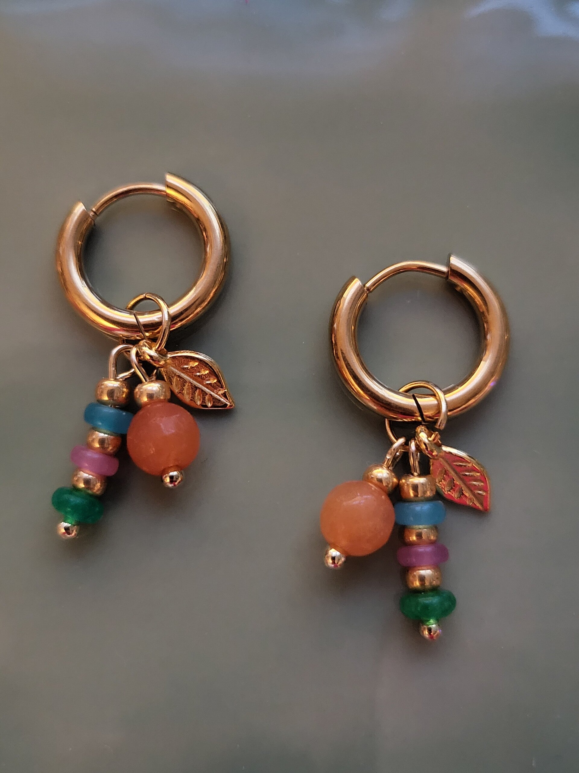 RVS creool met natuursteen bedeltjes