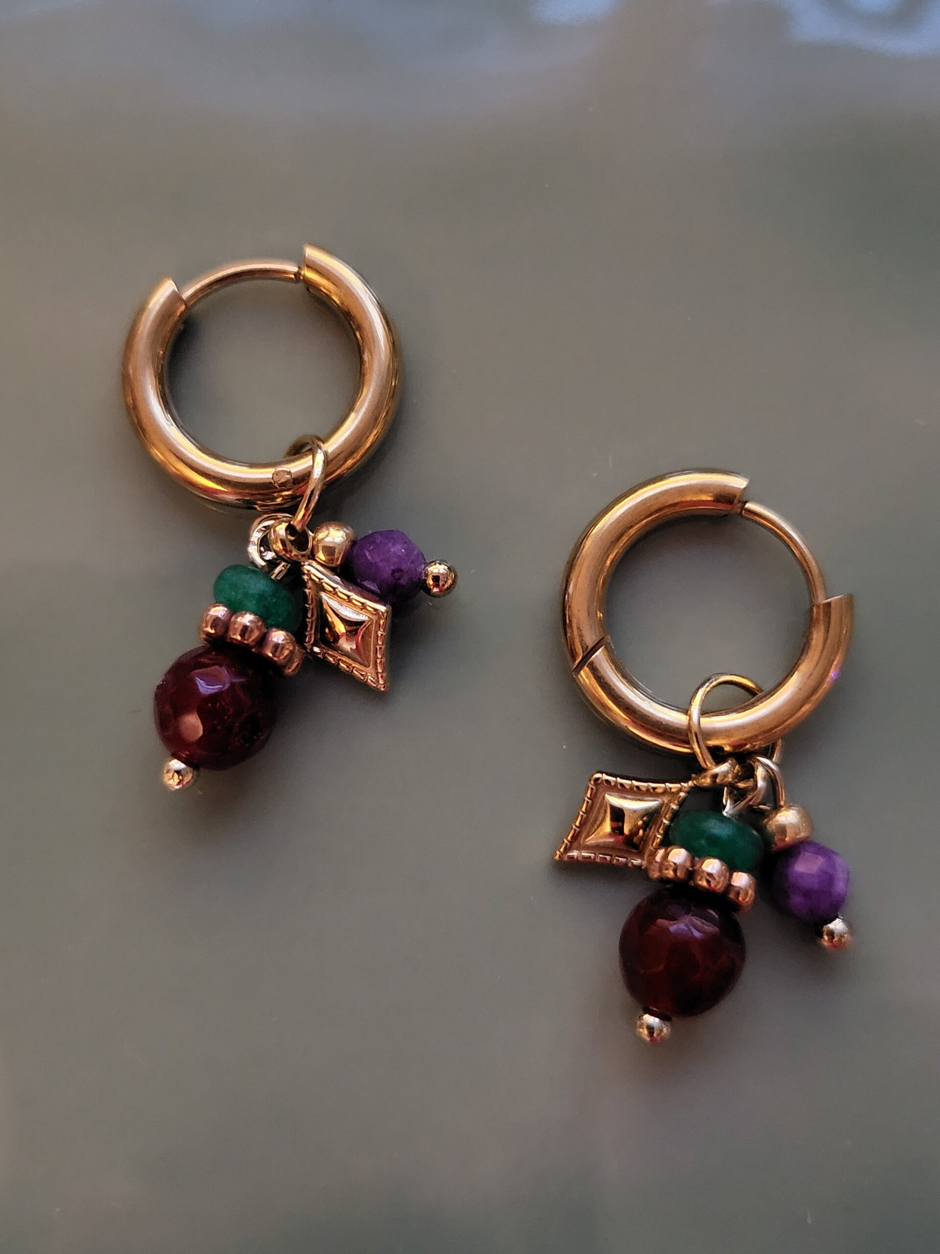 RVS creool met natuursteen bedeltjes