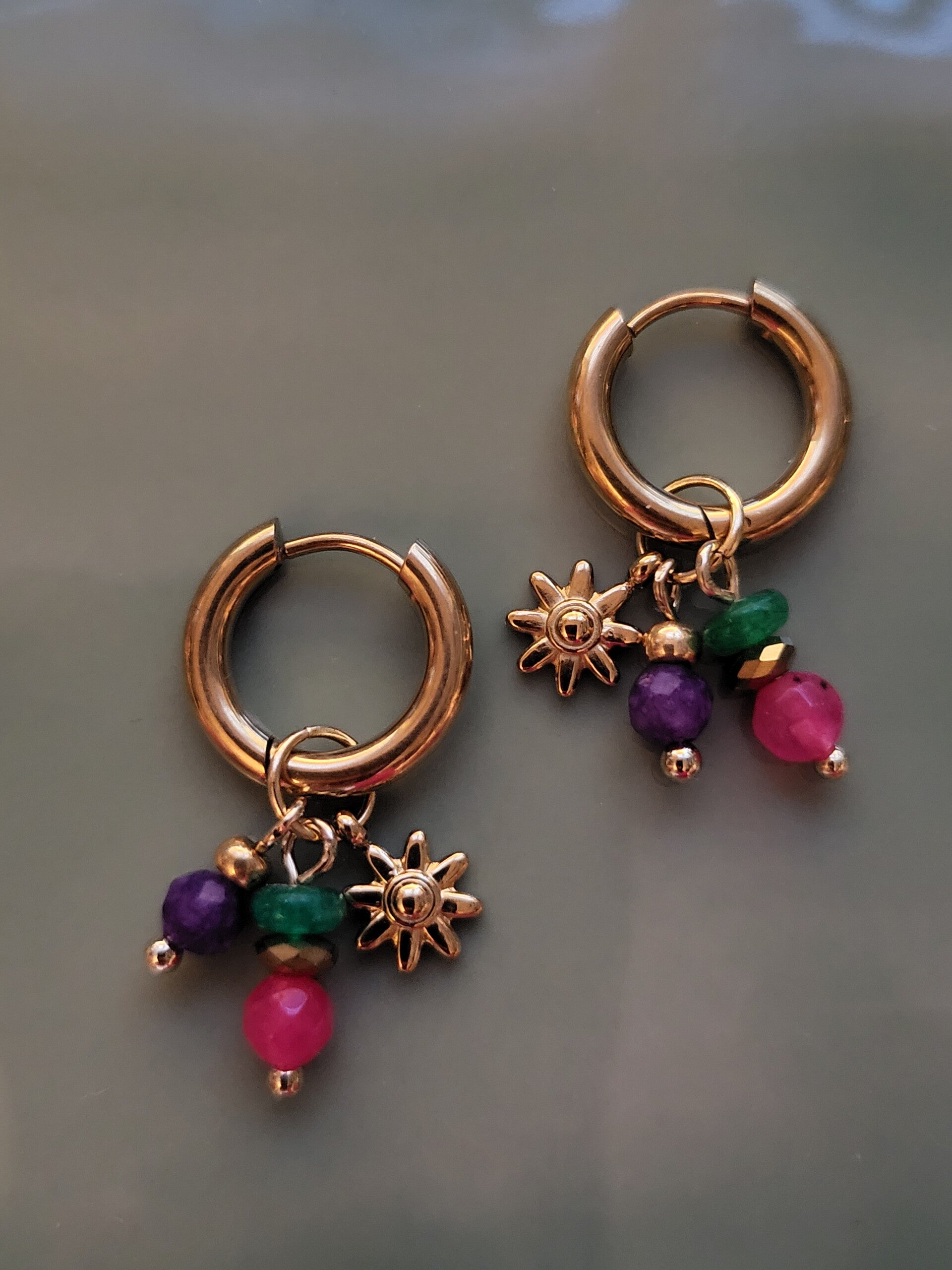 RVS creool met natuursteen bedeltjes