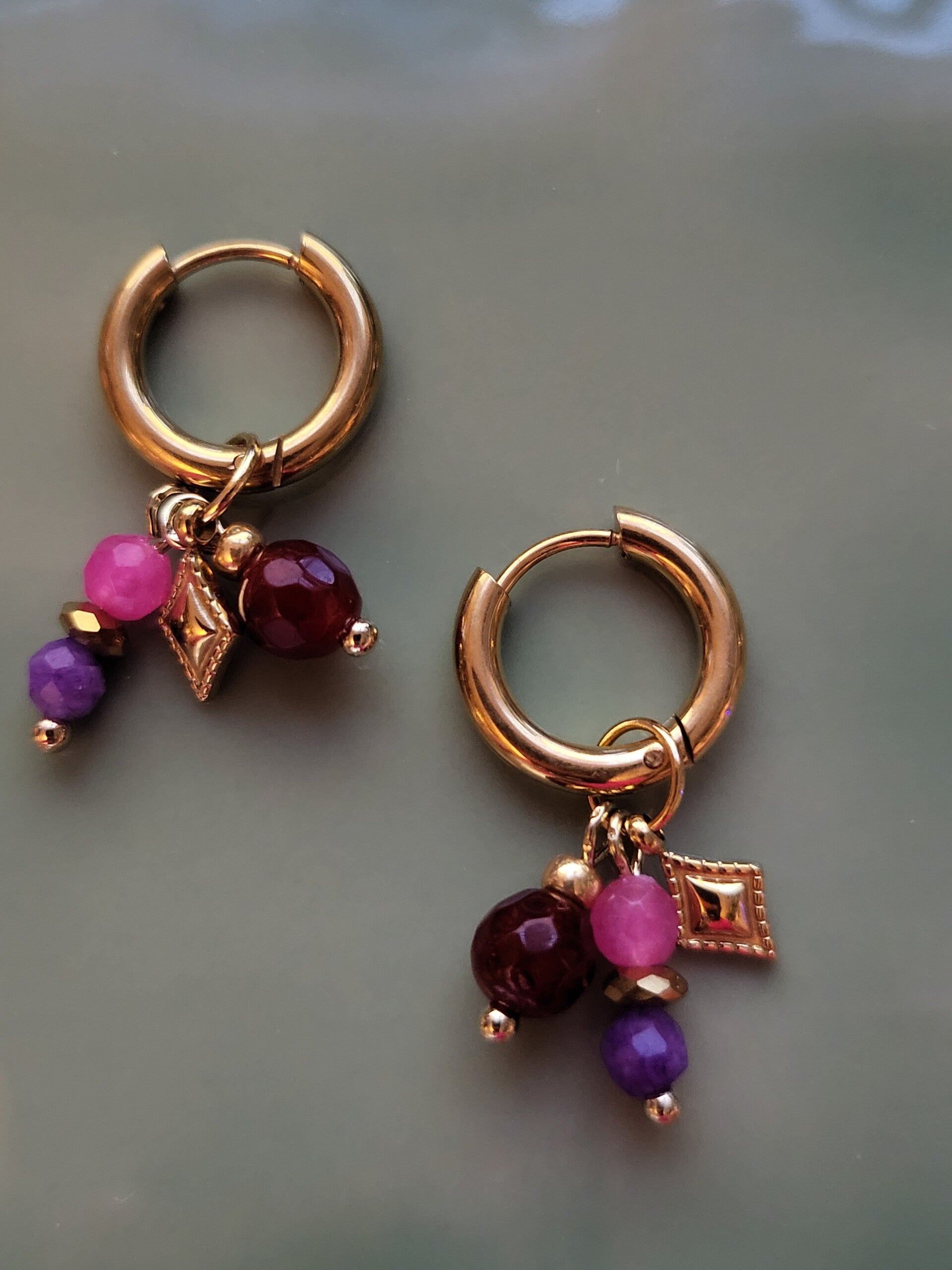 RVS creool met natuursteen bedeltjes