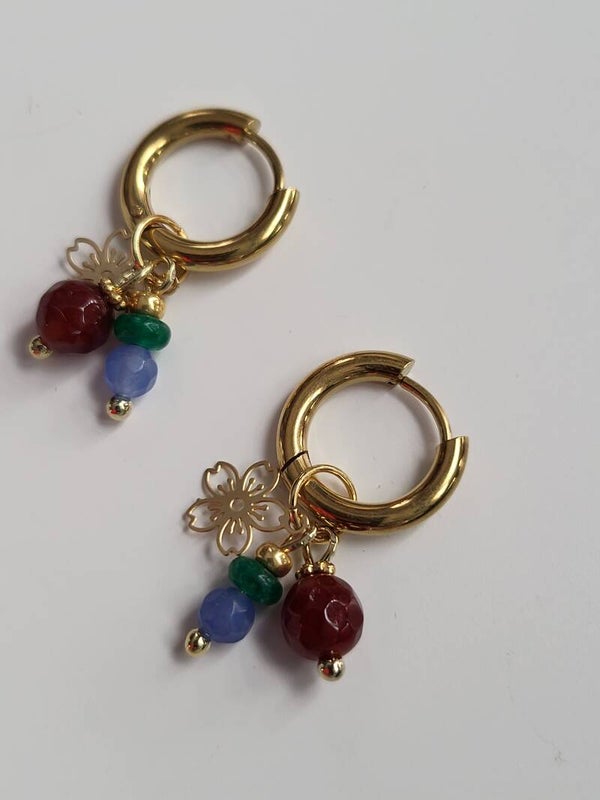 RVS creool met natuursteen bedeltjes