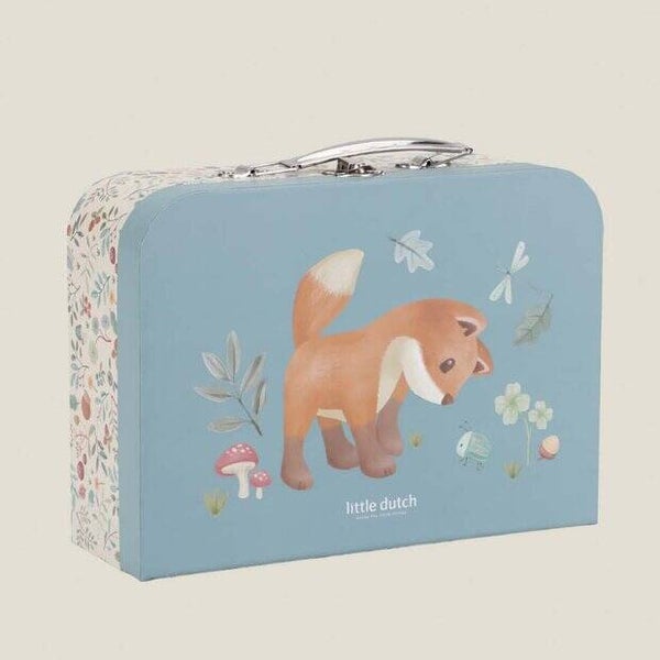 Koffer blauw groot 25 cm met naam