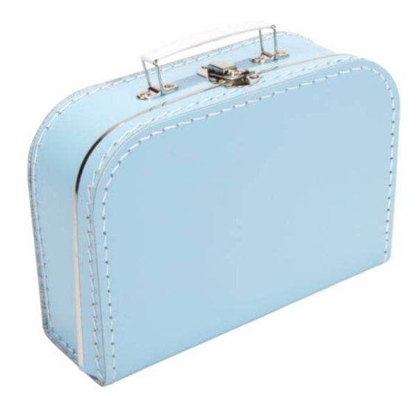 Koffer 25 cm lichtblauw inclusief bedrukking