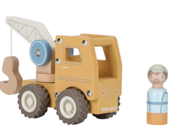 Little Dutch houten Kraanwagen inclusief naam