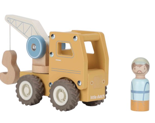 Little Dutch houten Kraanwagen inclusief naam