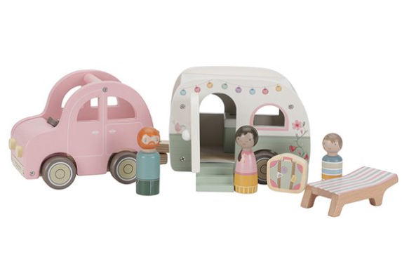 Little Dutch - Speelgoed auto met caravan inclusief naam