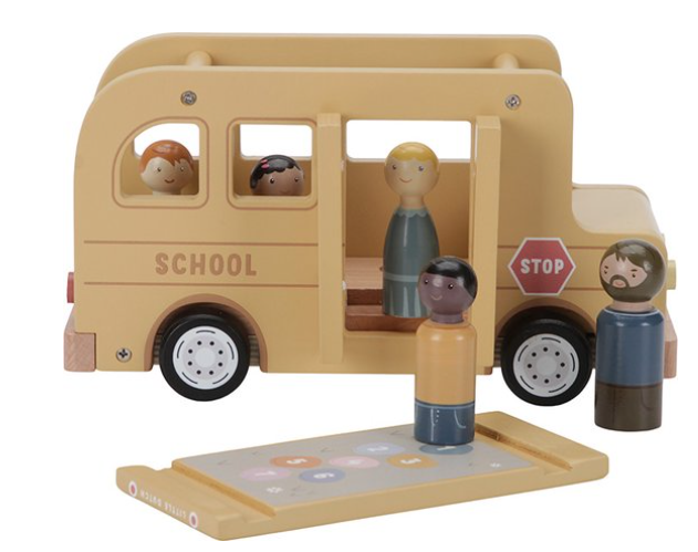 Little Dutch - Schoolbus met poppetjes inclusief naam