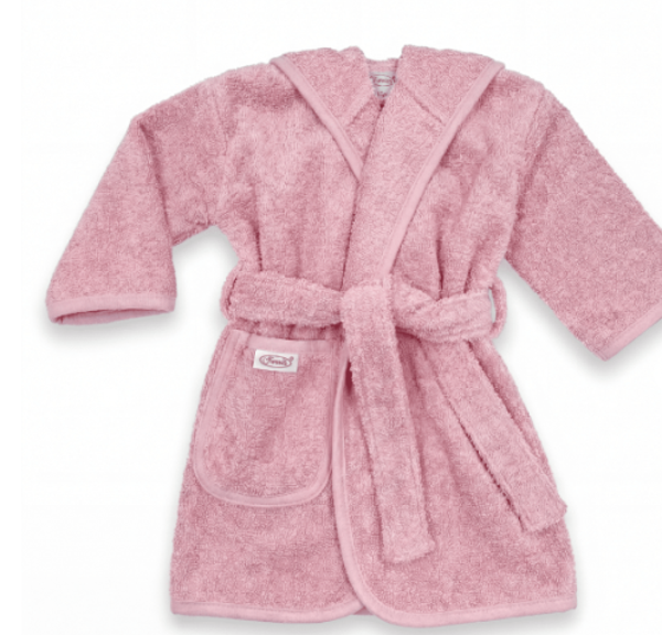 Badjas 1-2 jaar roze Inclusief borduring