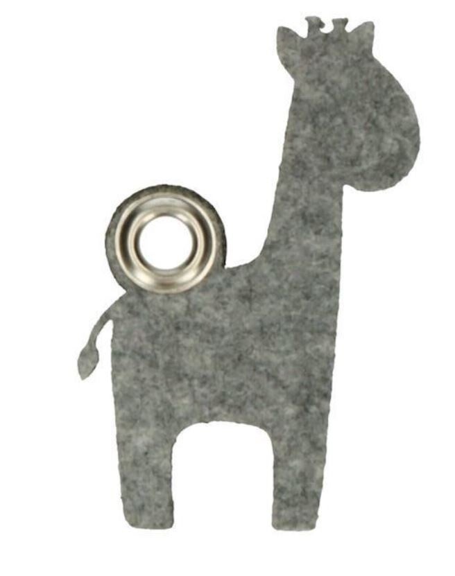 Vilten sleutelhanger Giraf grijs