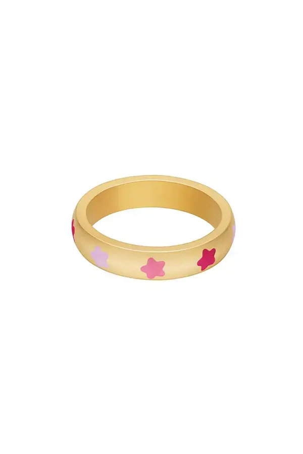 Gouden ring roze sterren