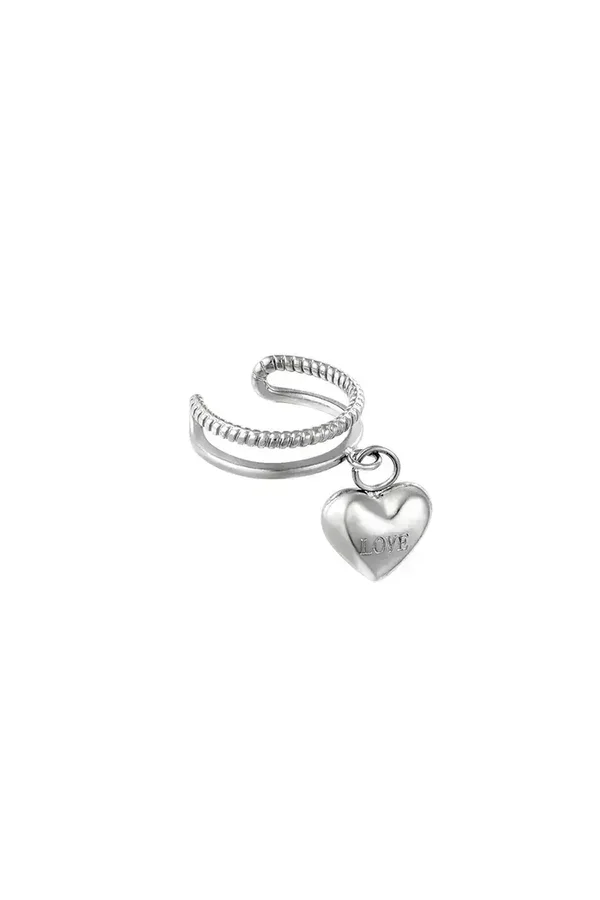 Zilvere hartjes earcuff