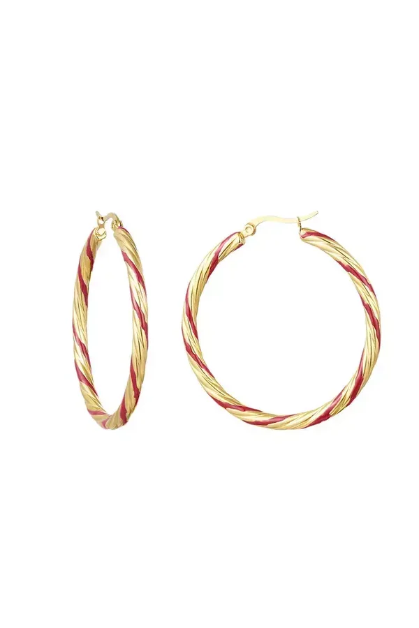 Gouden hoops gedraaid roze