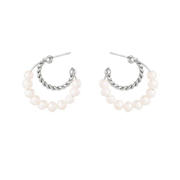 Zilvere dubbele oorbellen