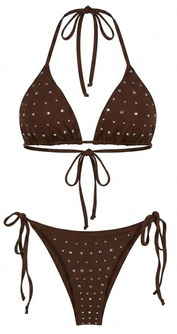 Faye Studs Bikini Brown