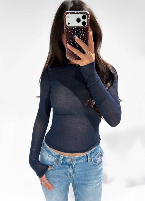 Basic Cashmere Top Navy