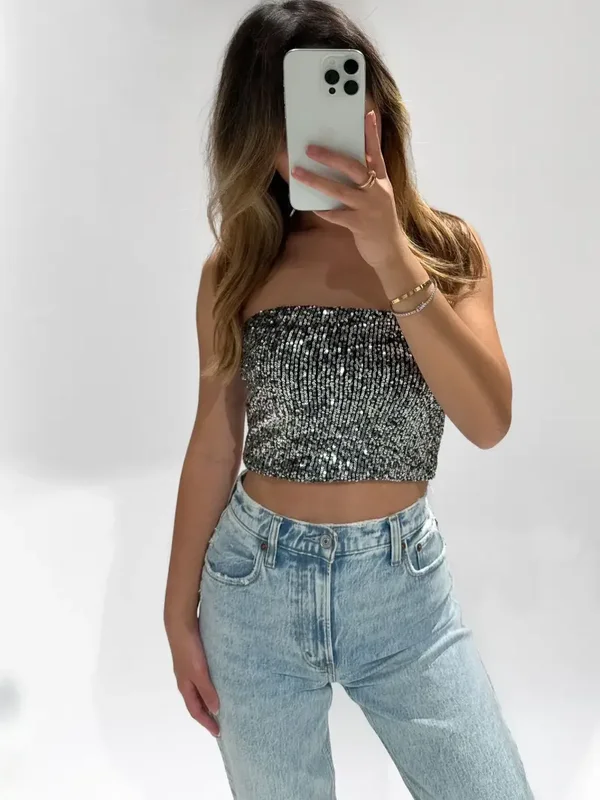 Olivia Tube Top Silver