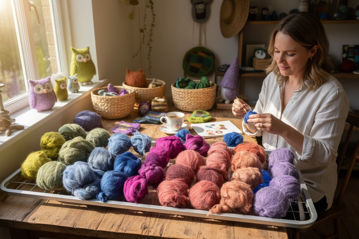 Orchard hand dyed ryeland wool