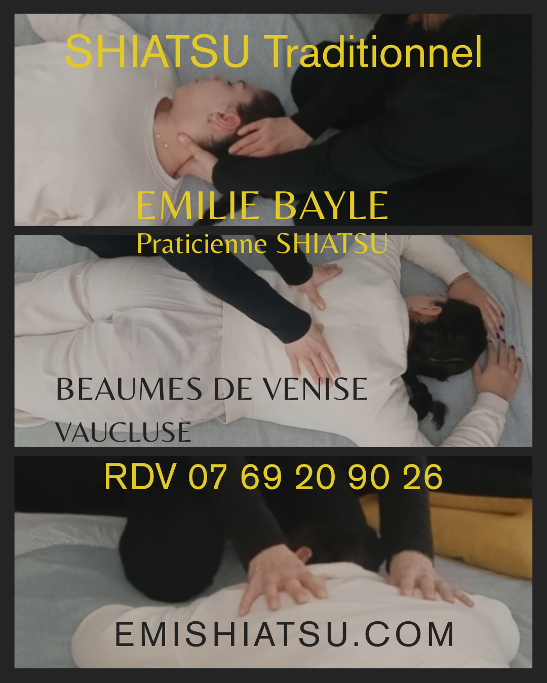 Vos rendez-vous pour vos séances SHIATSU à Beaumes de Venise ou à Carpentras.  