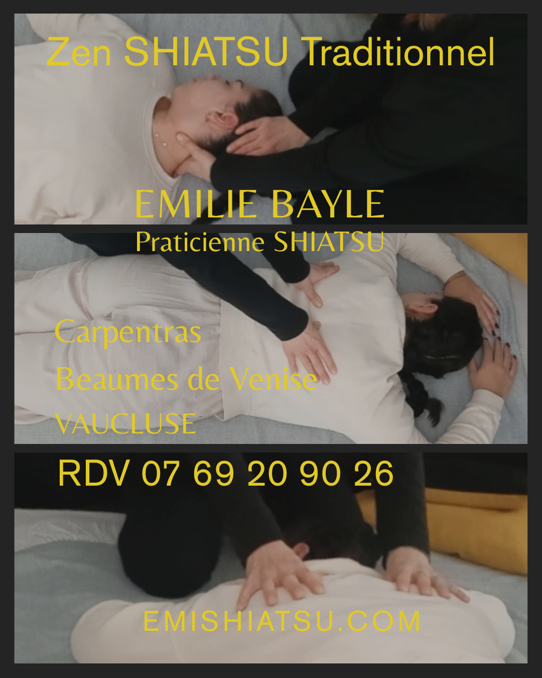 Vos rendez-vous pour vos séances SHIATSU à Beaumes de Venise ou à Carpentras.  