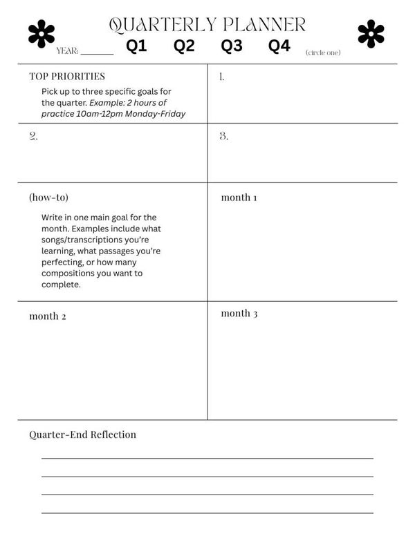 Quarterly Practice Planner
