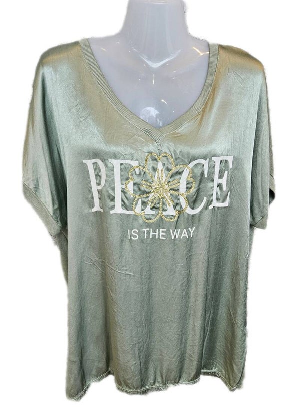 328-SH  Shirt print voorkant satijn