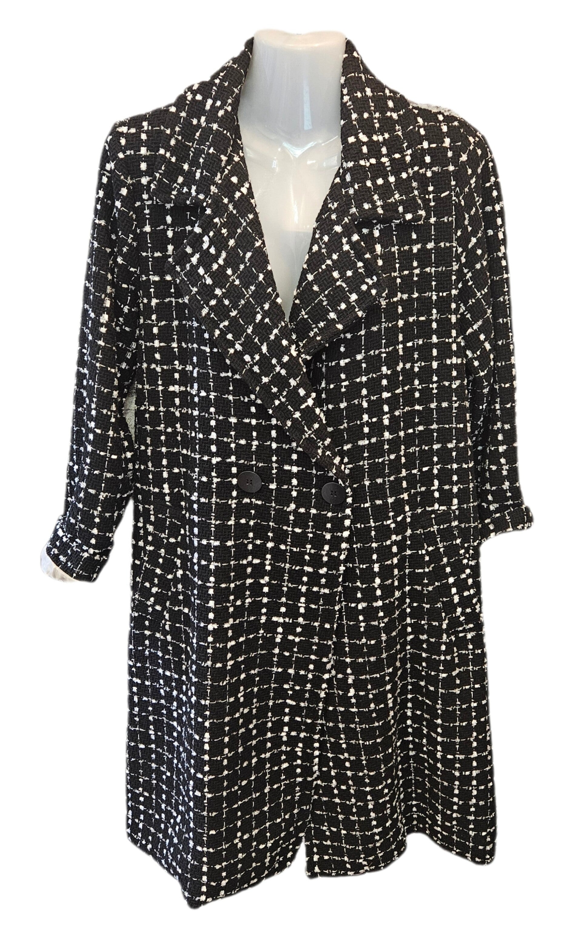 340-JA  Lange jas tweed patroon