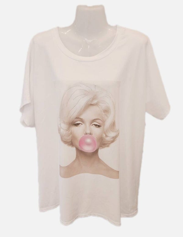 403-SHGR  Shirt opduk Marlin Monroe bubble gum