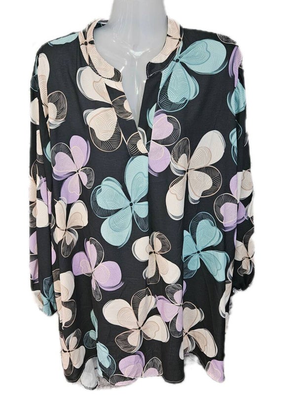 980-BLGR  Blouse bloemen