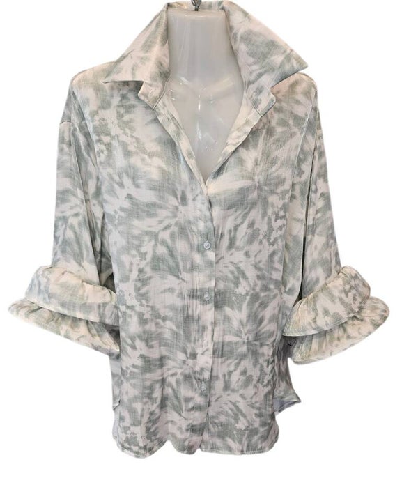 981-BL  Satijnen blouse print