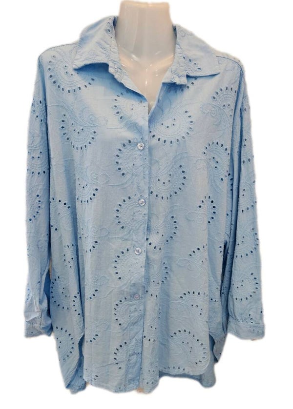 998-BL  Lange blouse broderie