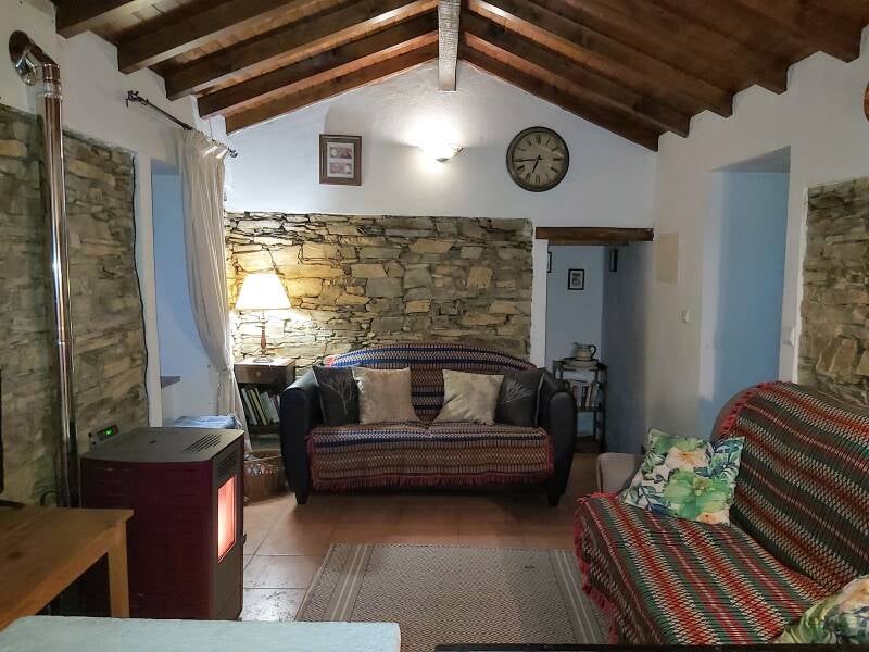 Pellet burner in living room 