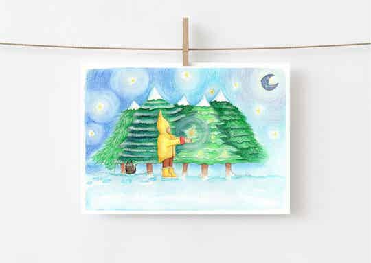 Enkel kaart Darshi 'Star in the Tree'