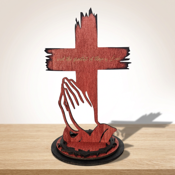 Praying Hands Cross Shelf Sitter