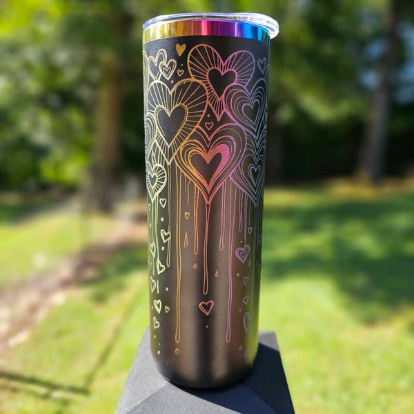 Raining Hearts Engraved Tumbler