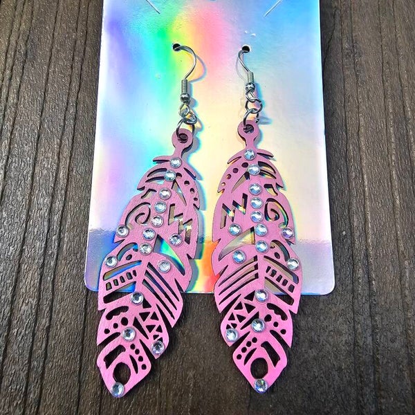 Pink Feather Earrings