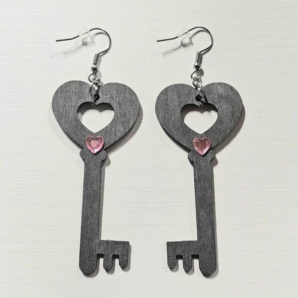 Heart Key Earrings